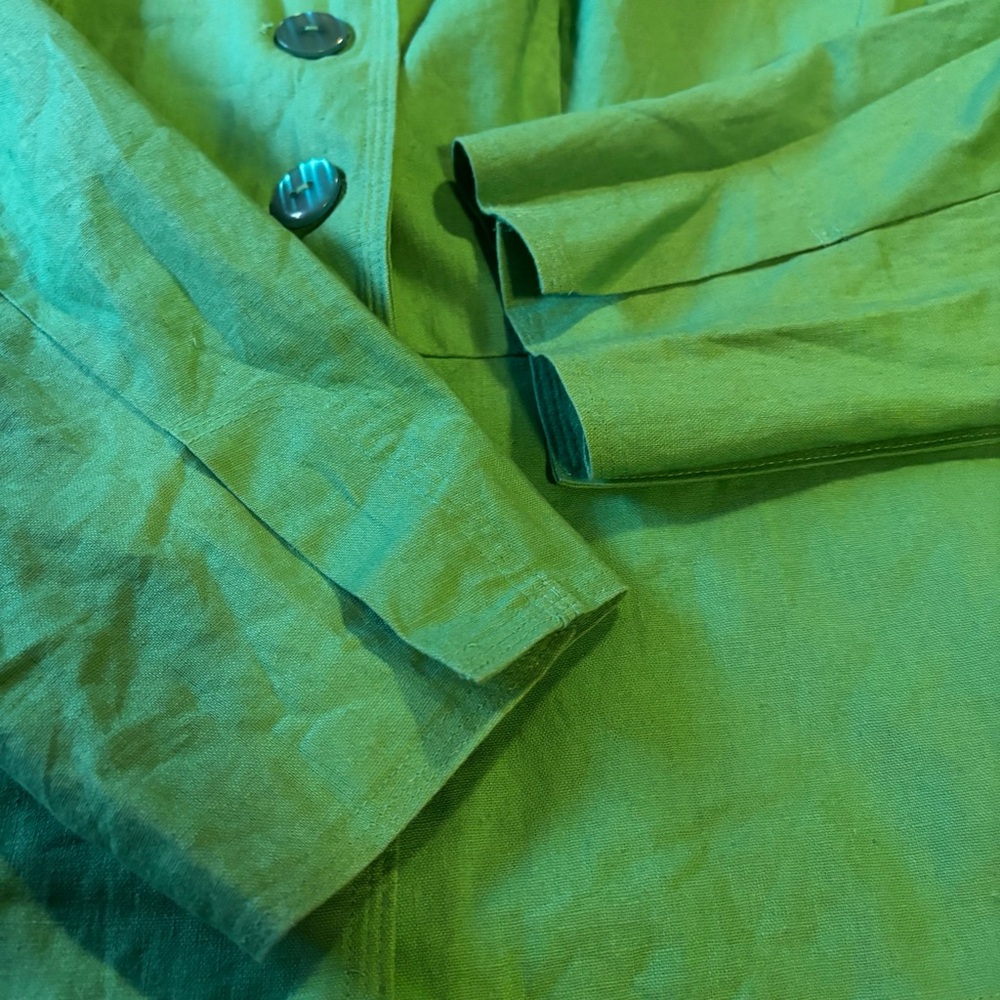 JG HOOK Sz 16W Green Button Front Linen blend Lined Jacket - Picture 8 of 8